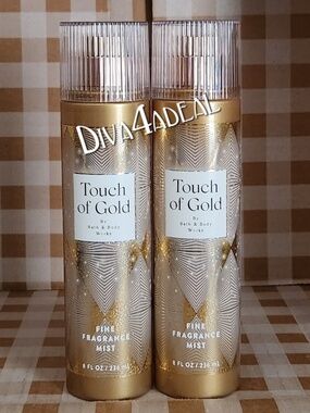 2X Bath & Body Works TOUCH OF GOLD 8 FL OZ Fine Fragrance Mist Sprays
